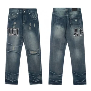 AMIRI Distressed Denim Blue Trousers