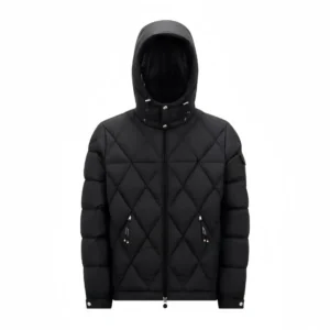Moncler Diamond-Pattern Black Down Jacket