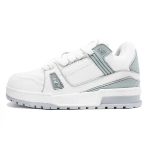 LV LV Trainer Series Fashionable White and Grey Sneakers