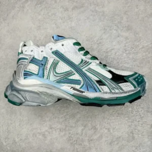 Balenciaga retro style white and green sports shoes
