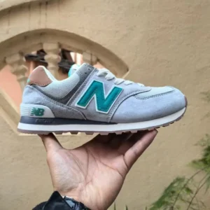 New Balance retro-style gray-green sports shoes