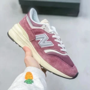 New Balance retro-style pink-purple sports shoes