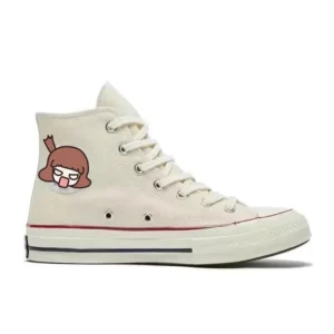 Converse cartoon high-top white sneakers
