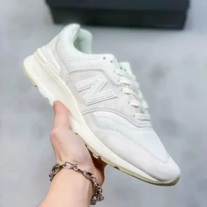 Retro-style white running shoes of New Balance