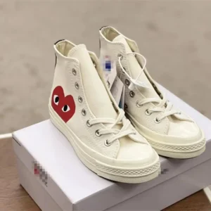 CDG Heart High-top Casual White Shoes