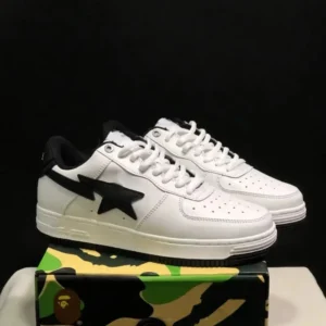 BAPE Lightning series black and white sneakers