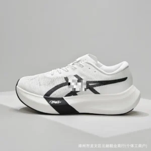 ASICS Sporty White and Black Running Shoes