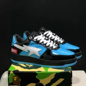 BAPE Marvel Co-branded Black and Blue Sports Shoes