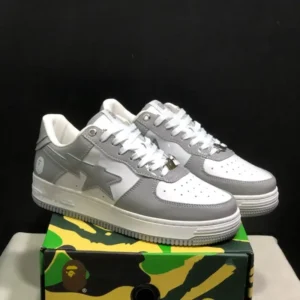 BAPE Grey and Silver Trendy Sports Shoes