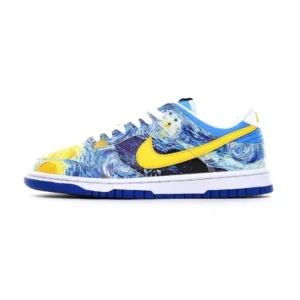 Nike Dunk Van Gogh Oil Painting Style Blue and Yellow Sports Shoes
