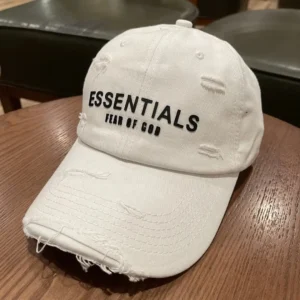 ESSENTIALS Trendy Style White Hat with Holes