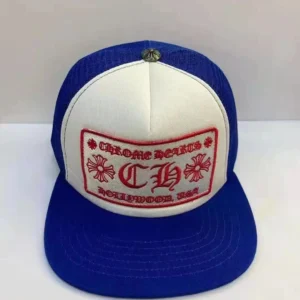 Chrome Hearts retro style blue and white hat