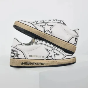 Golden Goose Distressed Retro White Shoes