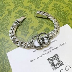 Gucci Double G Retro Style Silver Bracelet