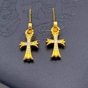Chrome Hearts Cross Gold Stud Earrings