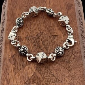 Chrome Hearts Dice Retro Style Silver Bracelet