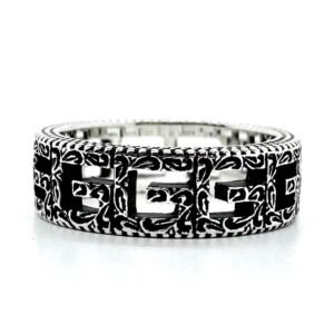 Gucci Retro - Style Silver and Black Bracelet