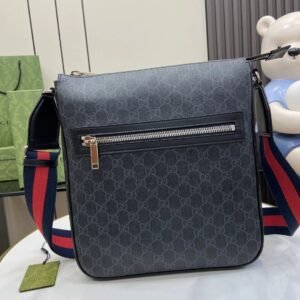 Gucci Men's Classic Grey and Black Messenger Bag