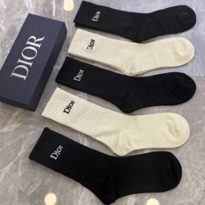 Dior minimalist style black and white socks