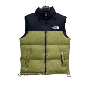The North Face patchwork olive green vest