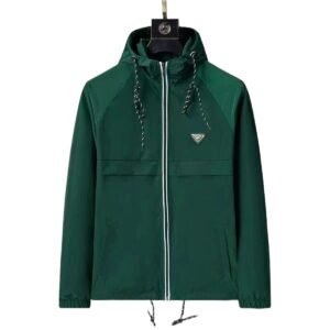 Prada minimalist style dark green jacket