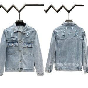 LV denim jacket with a distressed style