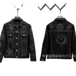 LV denim retro-style black coat