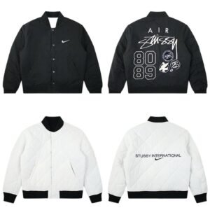 Stussy International Style Black and White Baseball Jacket