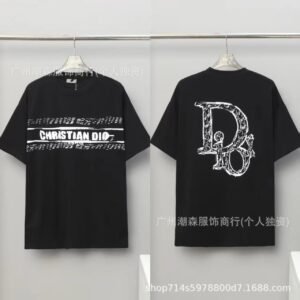 Dior letter-style black T-shirt