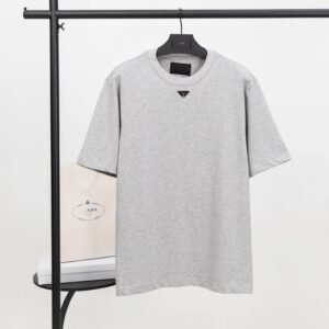 Prada Triangle Logo Minimalist Style Grey T-shirt