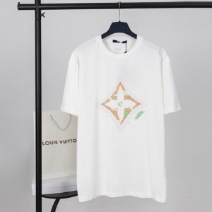 LV Geometric Print Trendy Brand White T-shirt