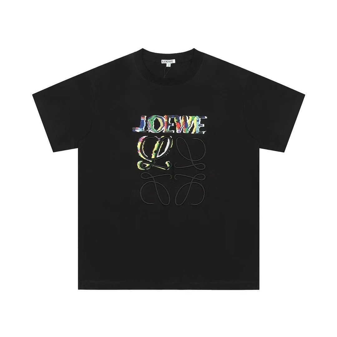 LOEWE black T-shirt with colorful prints