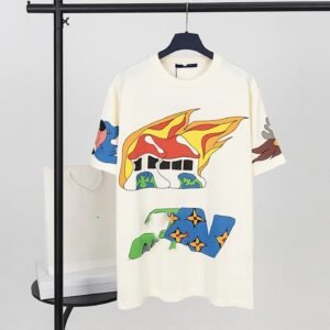 Louis Vuitton cartoon graffiti style white T-shirt