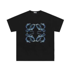 LOEWE Wave Pattern Trendy Cool Black T-shirt