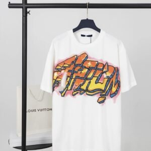 Louis Vuitton graffiti-style white T-shirt