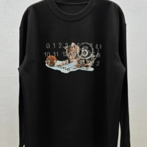 Maison Margiela Black Sweatshirt with Cat Print