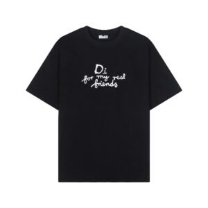 Black T-shirt with Dior letter print.
