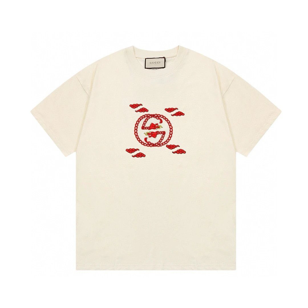 Gucci Cloud and Auspicious Pattern Printed White T-shirt