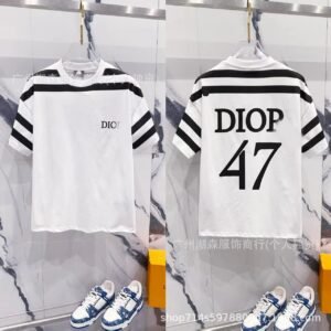 Dior striped style white T-shirt